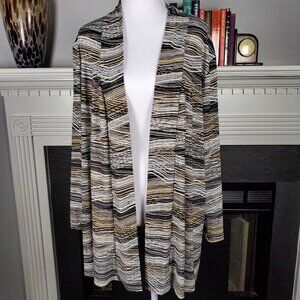 Kasper Wave Pattern Neutrals Unconstructed Jacket | Size 1X